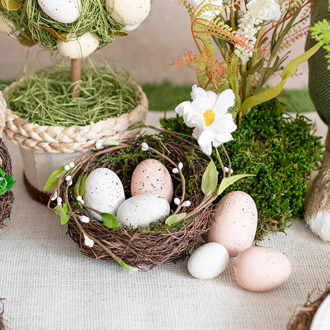 Natural Easter Premium Vine Bird Nest with Foliage - Brown