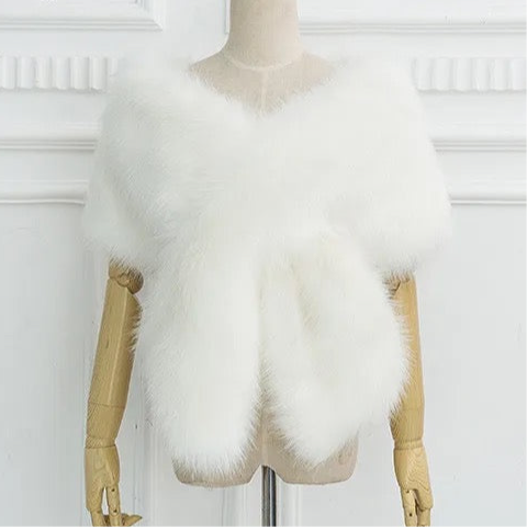 Great Gatsby 1920's Bridal Wedding Faux Fur Shawl Wrap - White â Feather.com.au