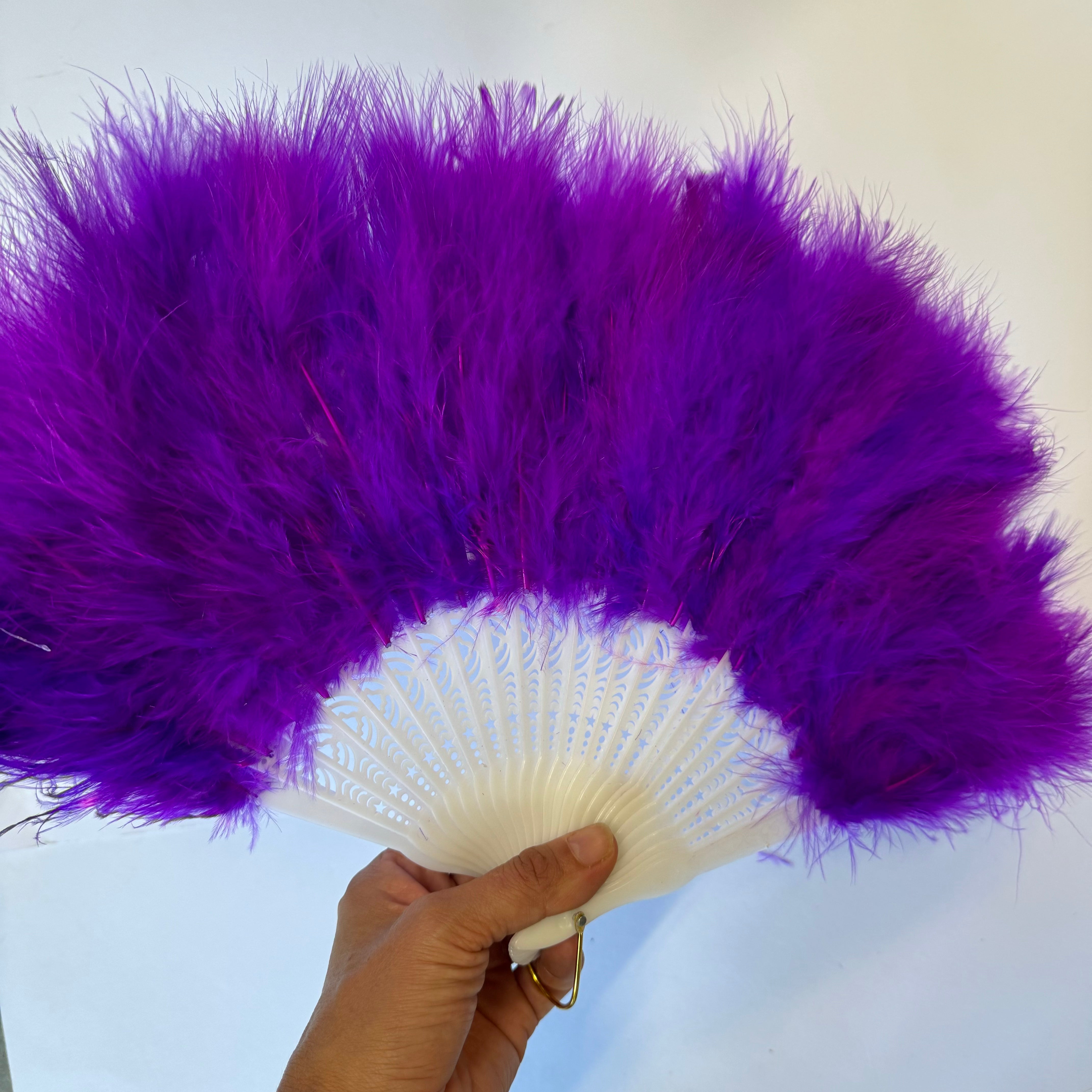Marabou Large Deluxe Dainty Feather Fan - Purple (Style 1)
