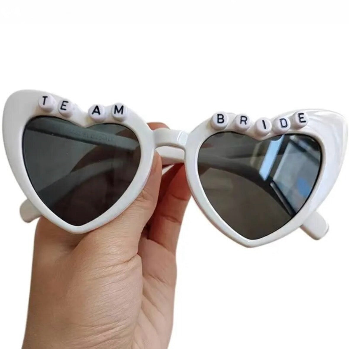 Bride to Be Bach Bachelorette Love Heart Sunglasses White Team