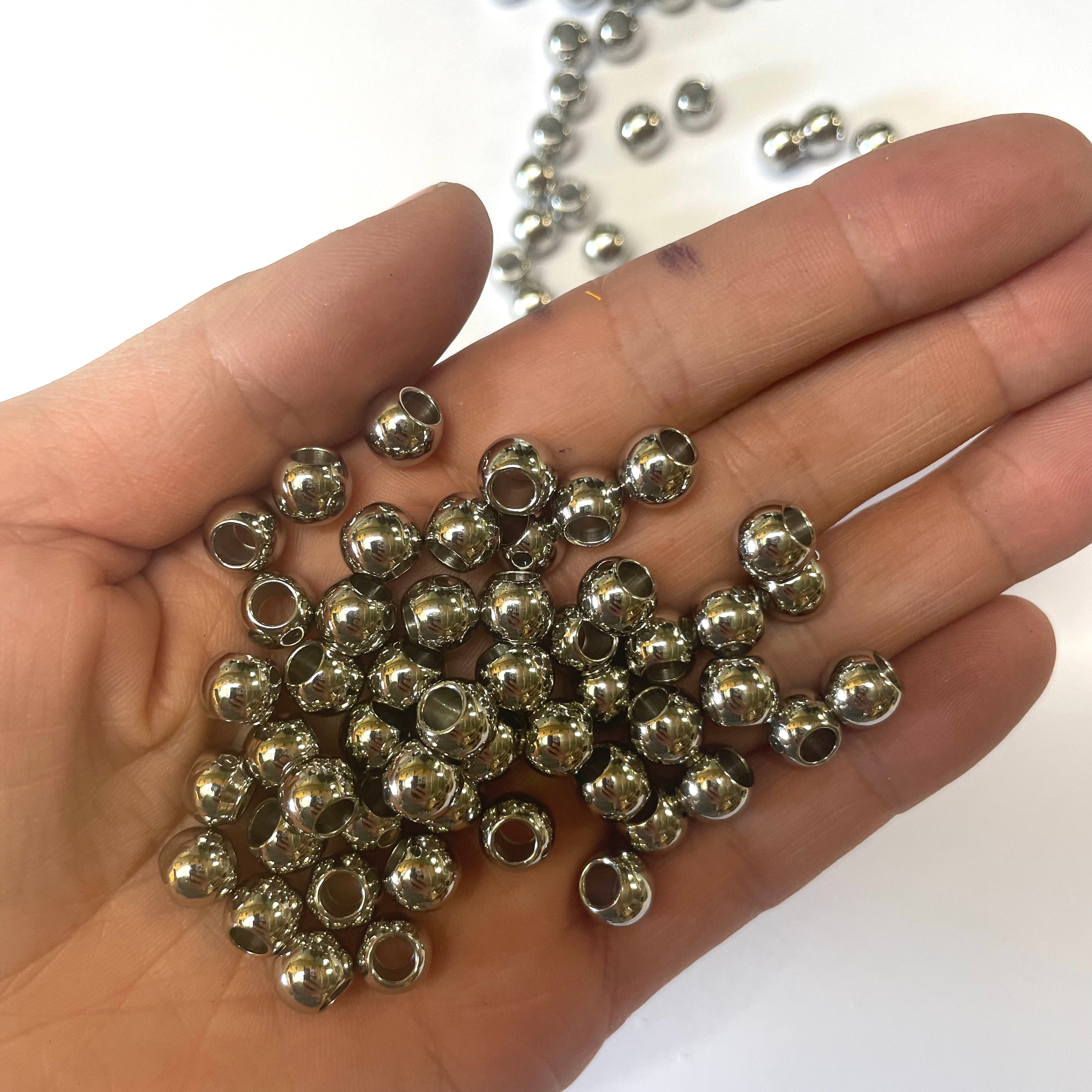 Stainless Steel Beads 8mm x 10 pcs - Crome
