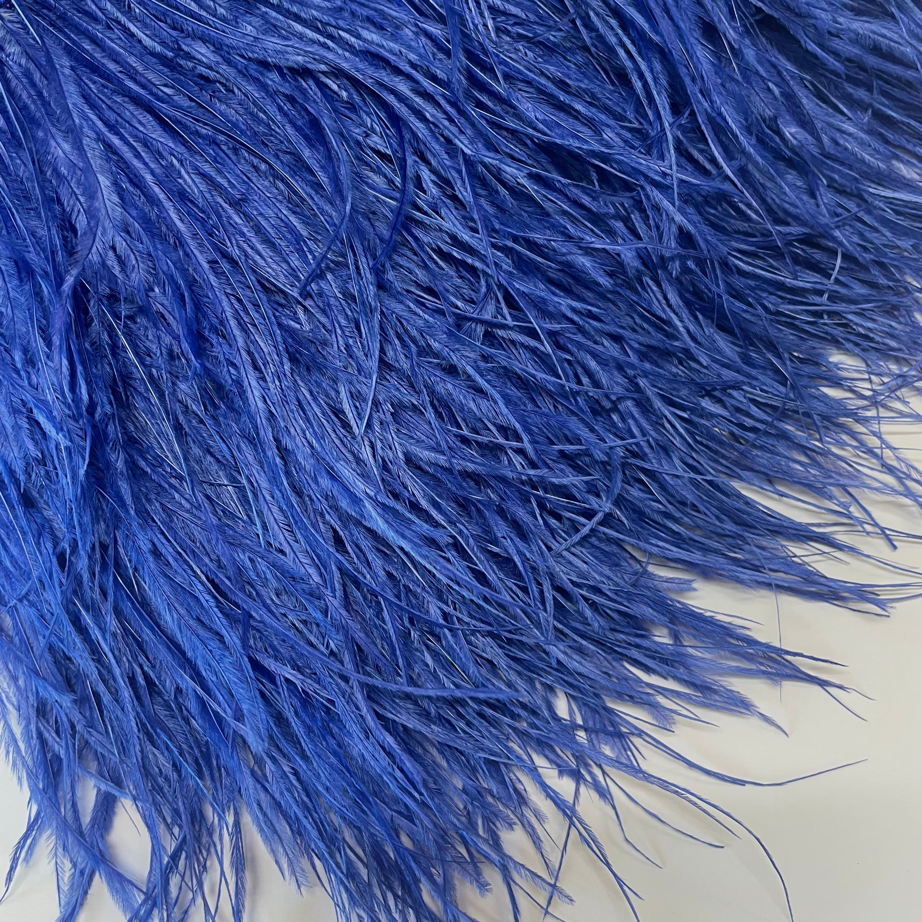 Ostrich Feathers Strung per 10cm - Royal Blue