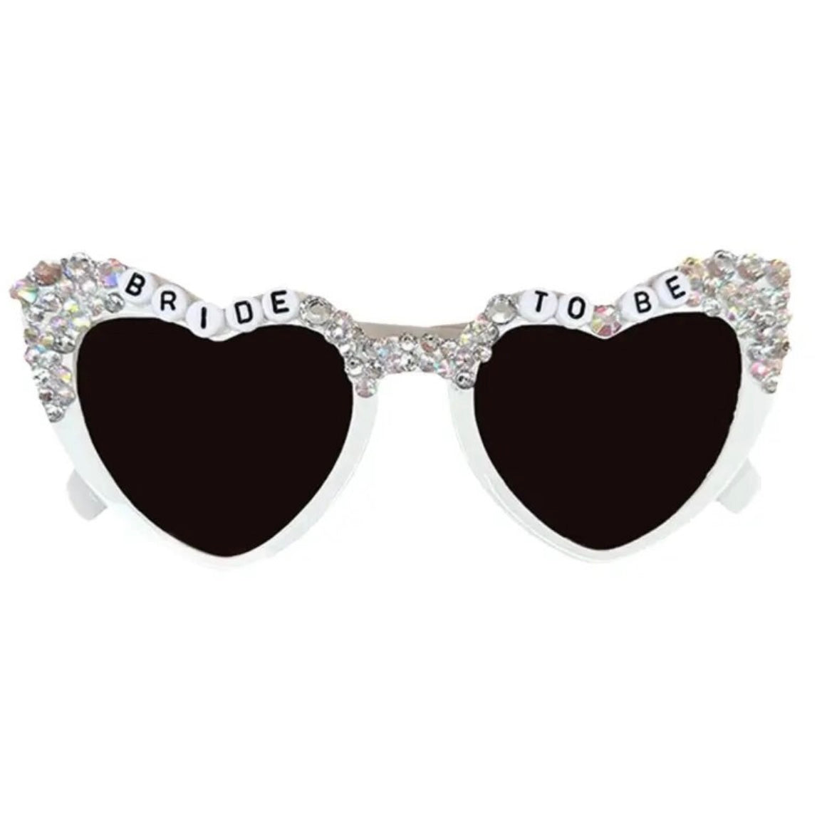 Bride to Be Bach Bachelorette Love Heart Sunglasses - White Jewels