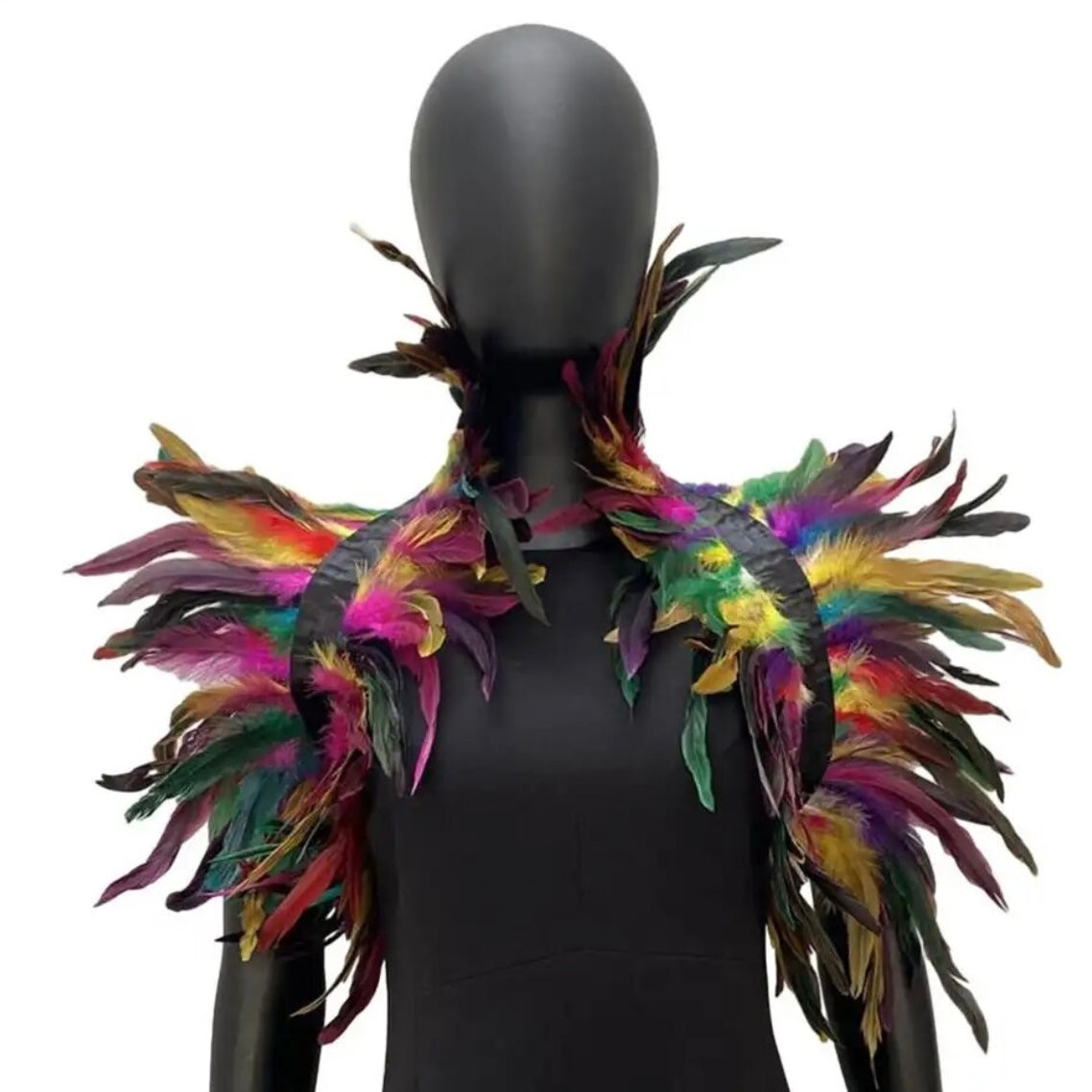 Victorian Cosplay Goth Feather Body Harness - Rainbow (Style 2)