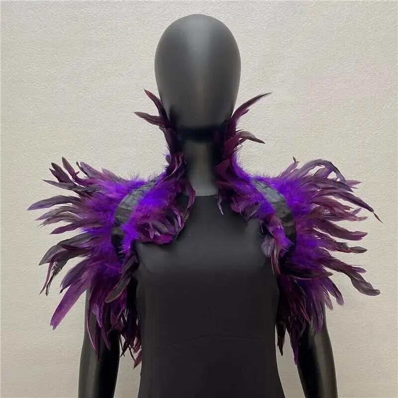 Victorian Cosplay Goth Feather Body Harness - Purple (Style 2)