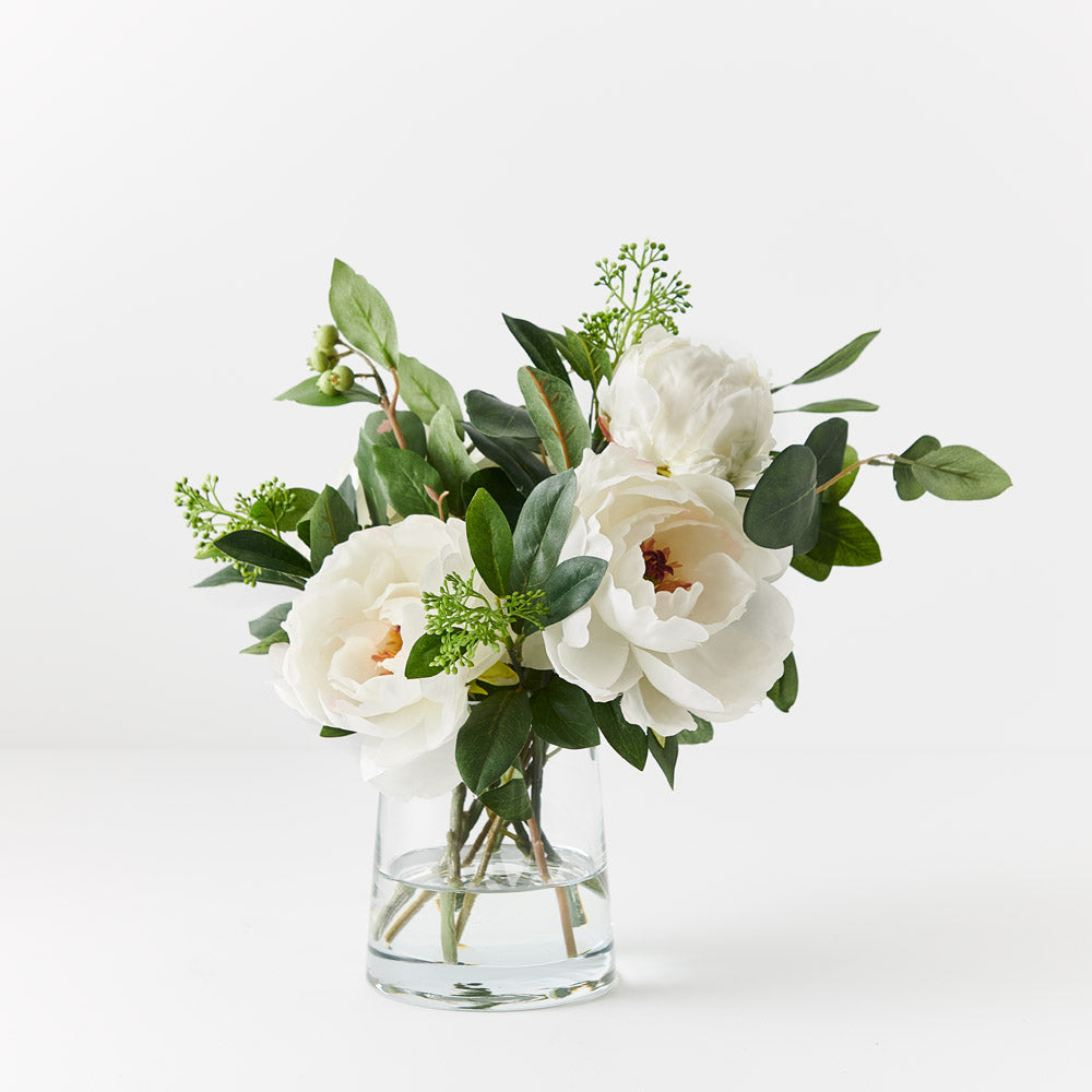 Arrangement Peony Mix in Vase - White