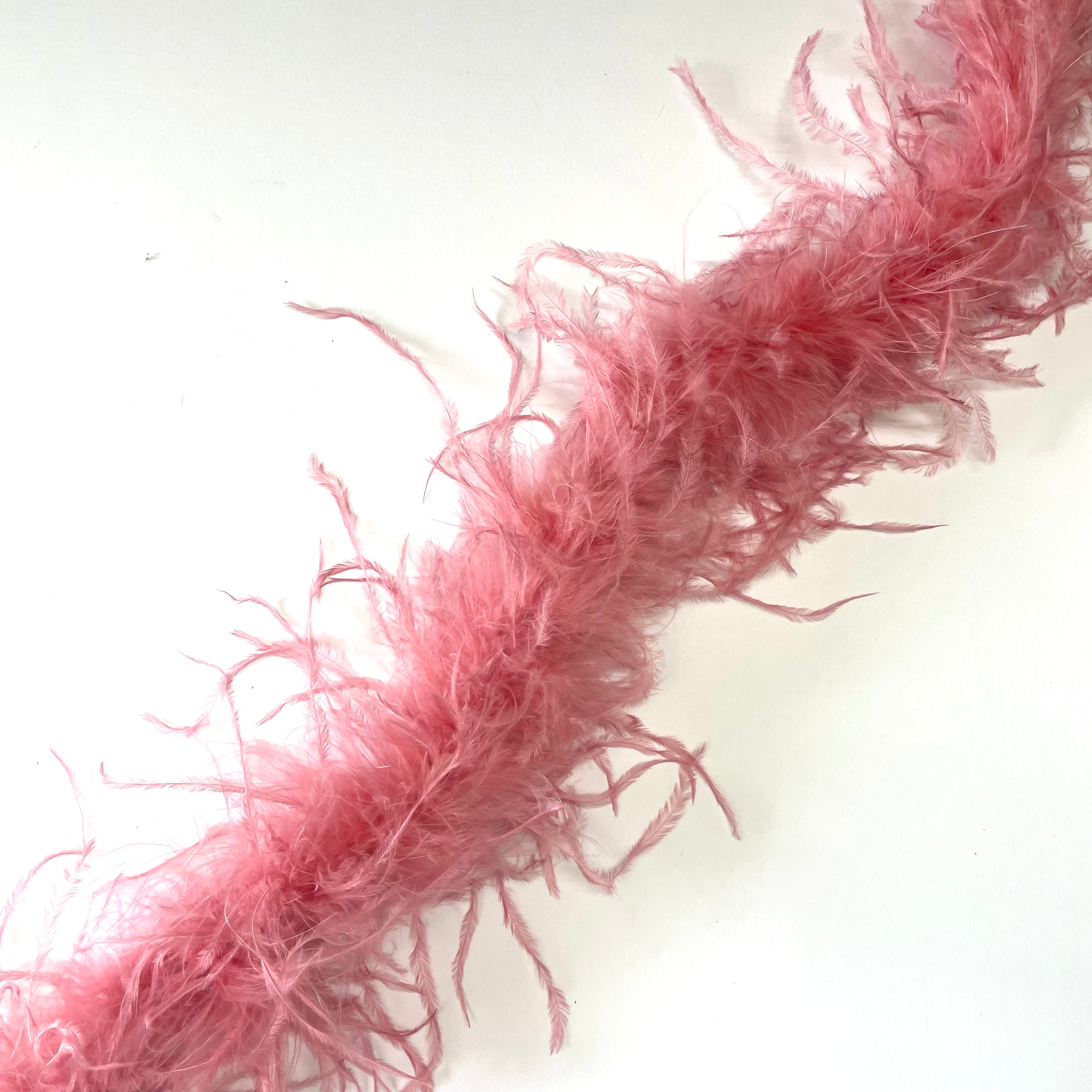 Ostrich & Marabou Feather Boa Trim per 10cm - Dusty Pink
