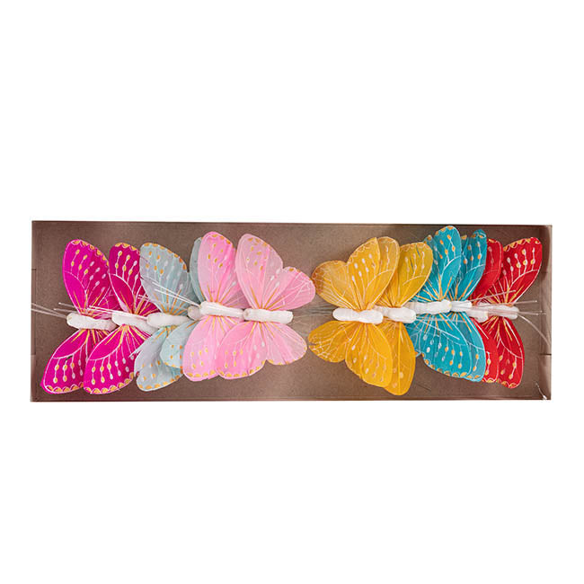 Feather Butterfly Wired Picks 12 Pack - Assorted (Style 2)