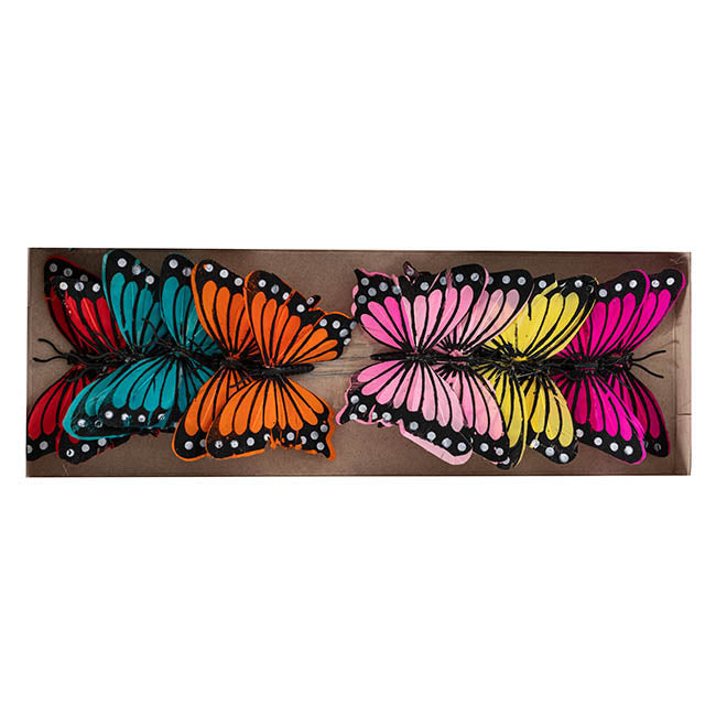 Feather Butterfly Wired Picks 12 Pack - Assorted (Style 1)