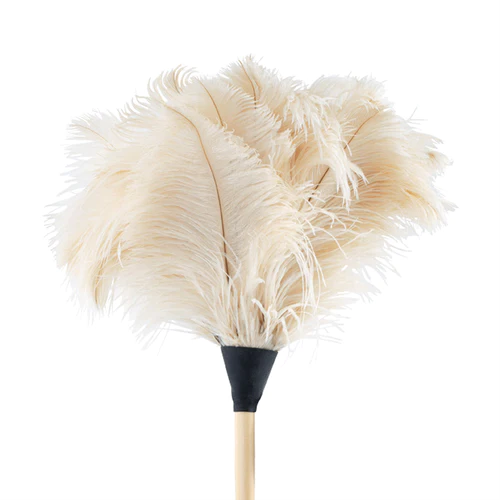 Ostrich Feather Wooden Cleaning Duster 70cm - White