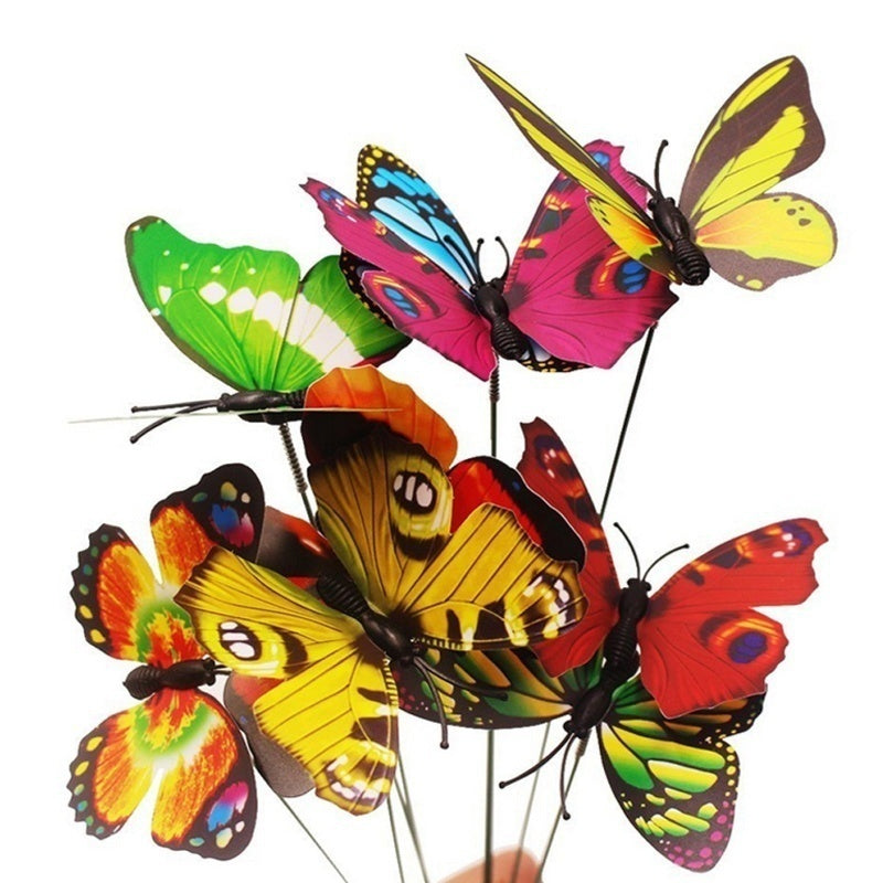 Fairy Garden Terrarium Plastic Butterflies on Wire Assorted Colours x 5 pcs