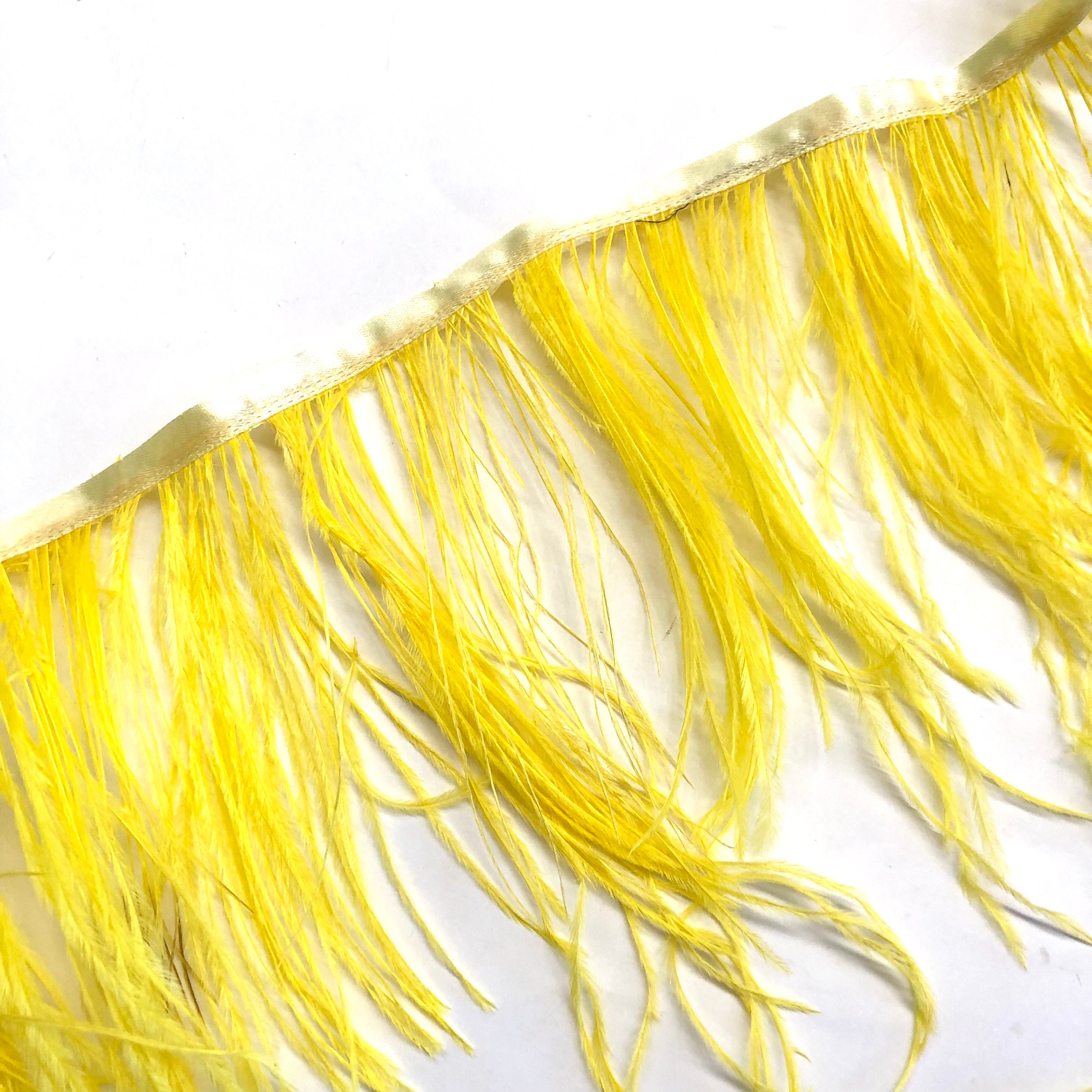 Ostrich Feathers Strung per metre - Yellow