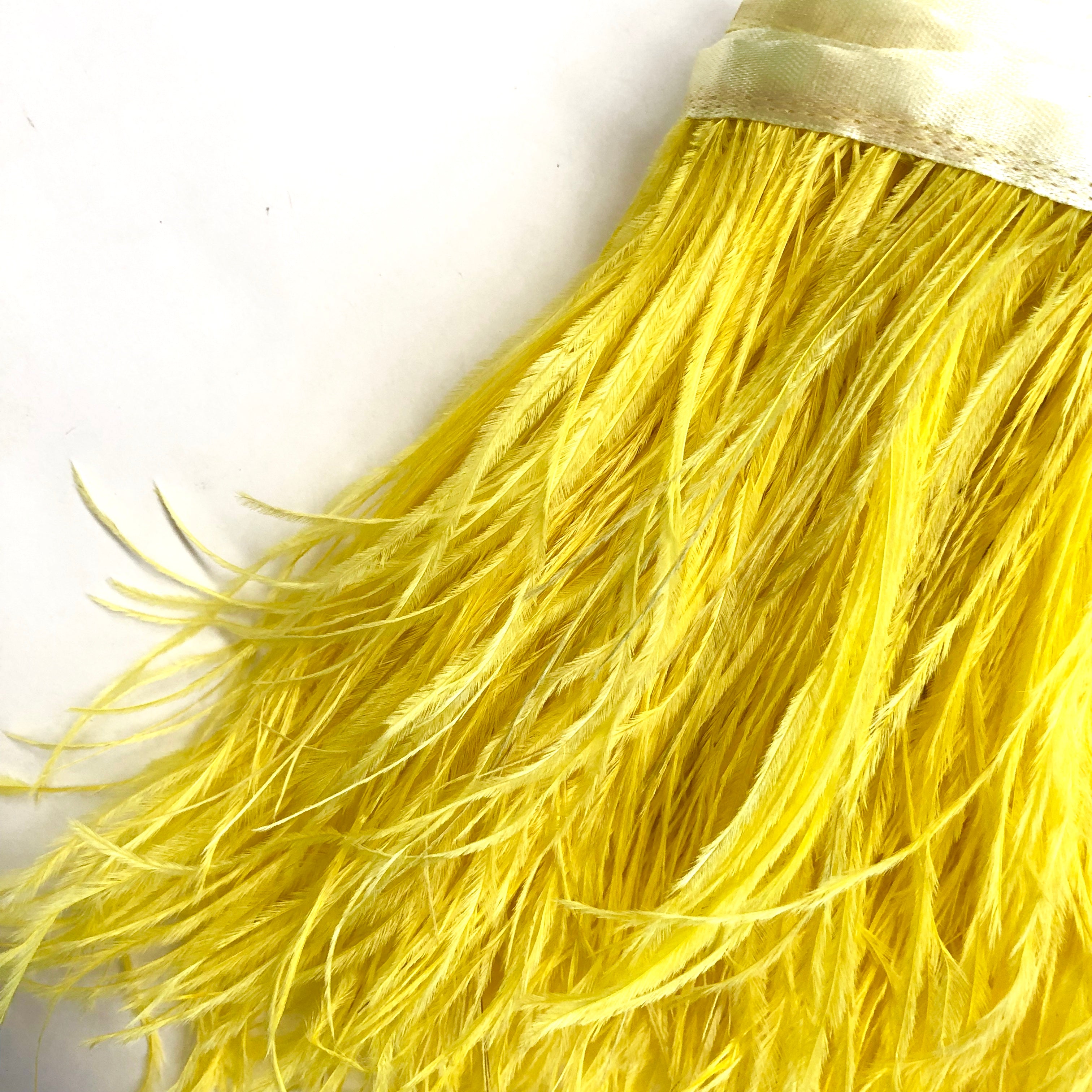 Ostrich Feathers Strung per 10cm - Yellow
