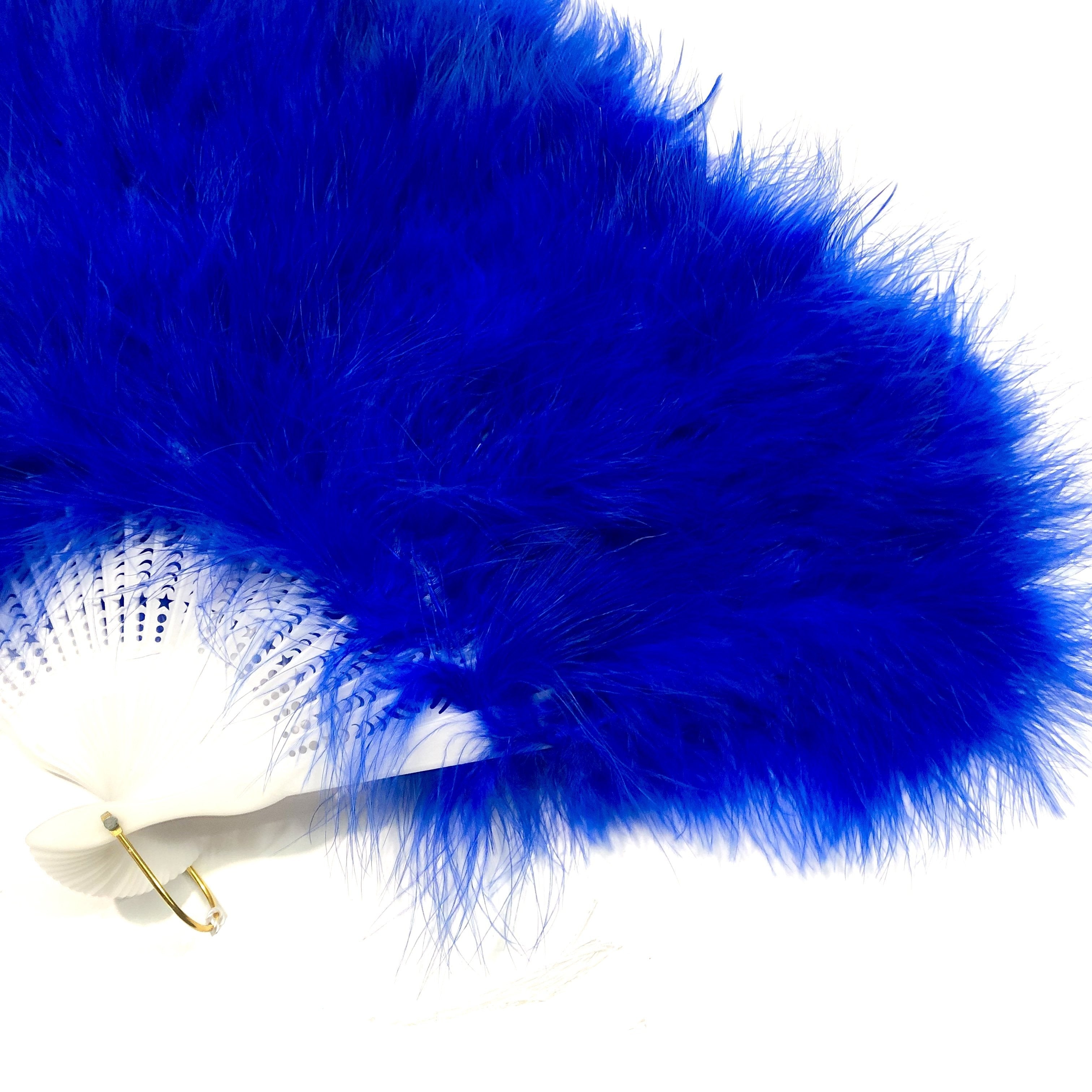 Marabou Large Deluxe Dainty Feather Fan - Royal Blue (Style 1)
