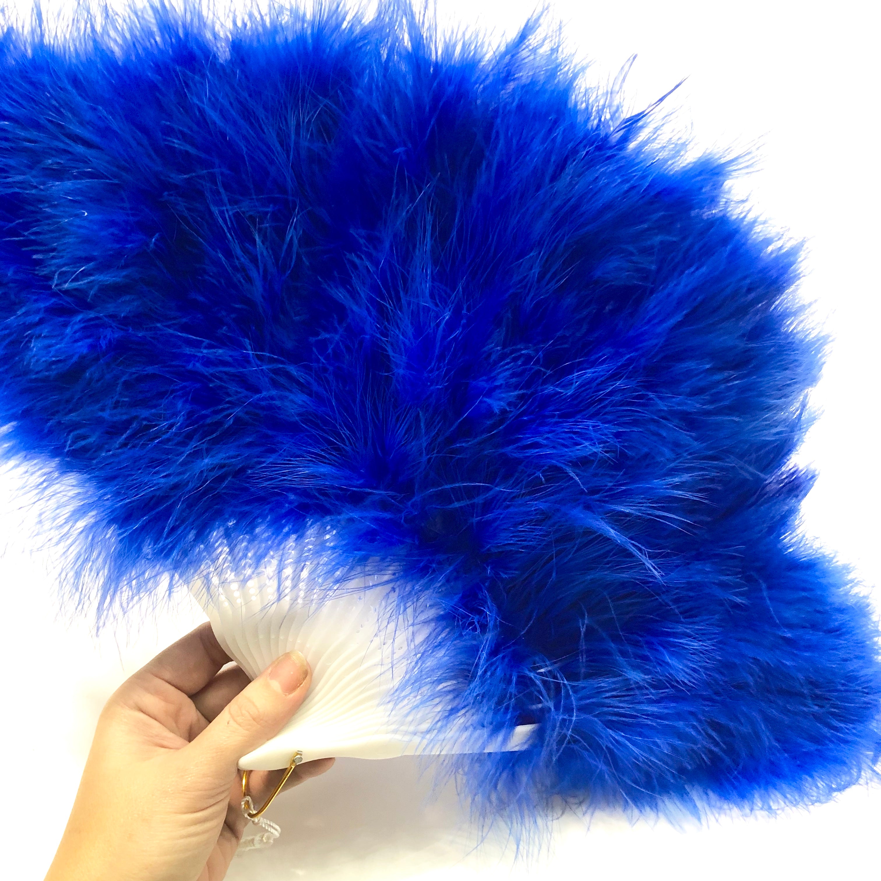 Marabou Large Deluxe Dainty Feather Fan - Royal Blue (Style 1)