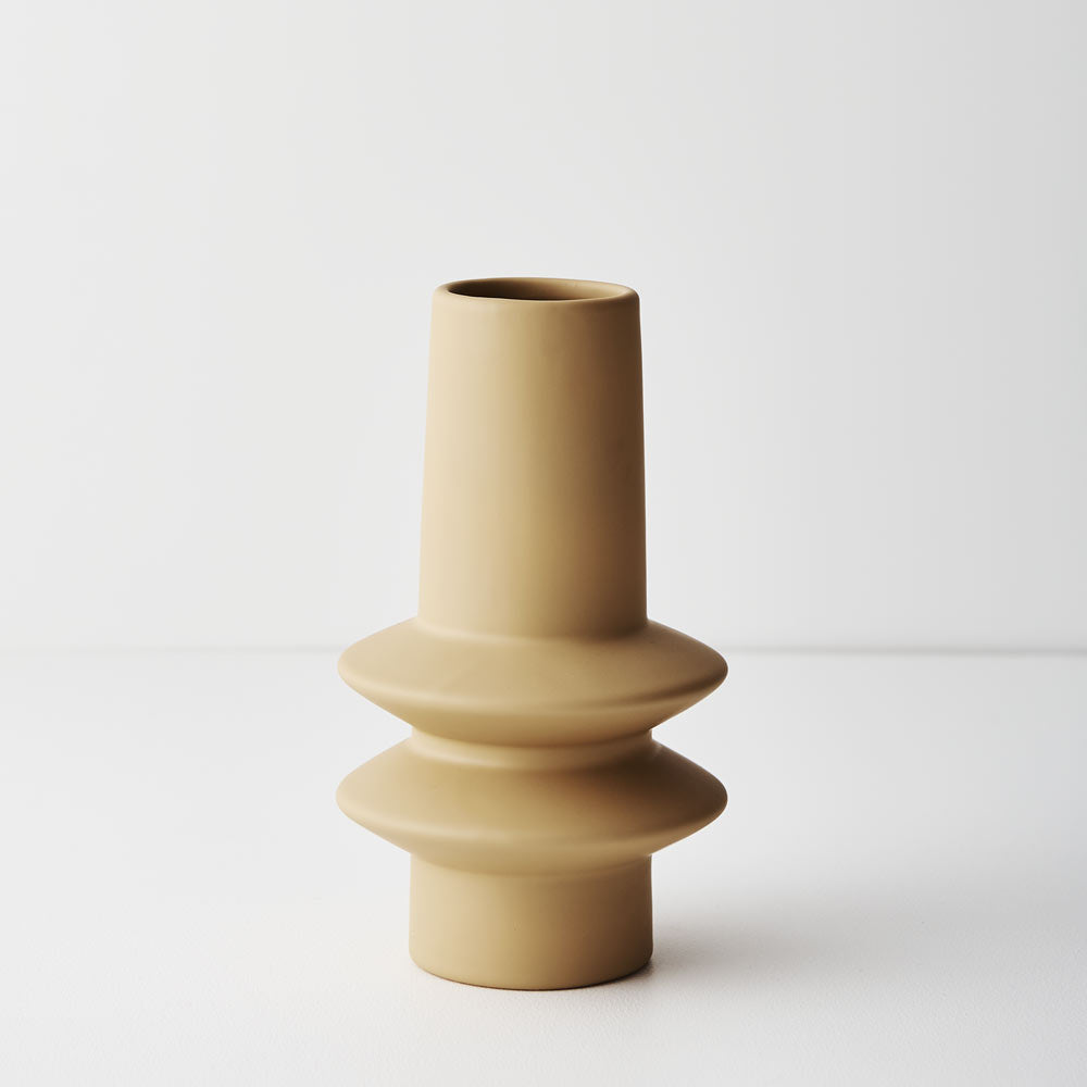 Ceramic Lucena Vase (21.8cmHx12.5cmD) - Mustard