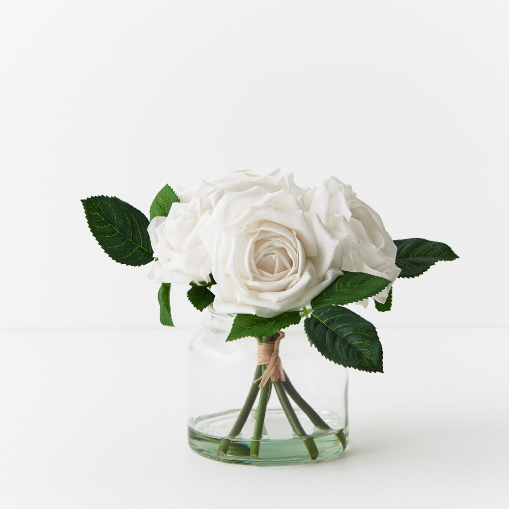 Arrangement Rose Clara Mix in Vase - White