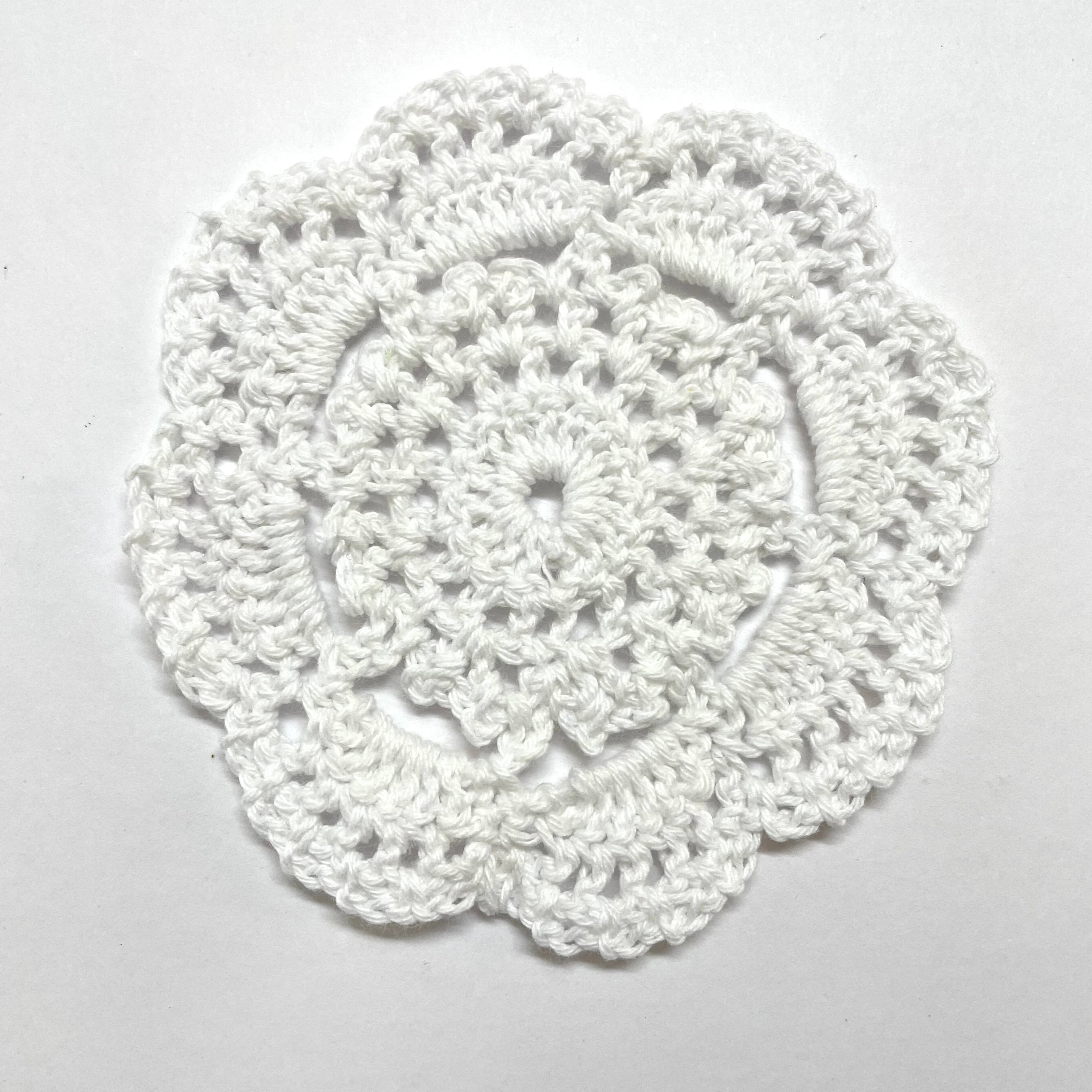 Crochet Cotton Round Doily 10cm - White