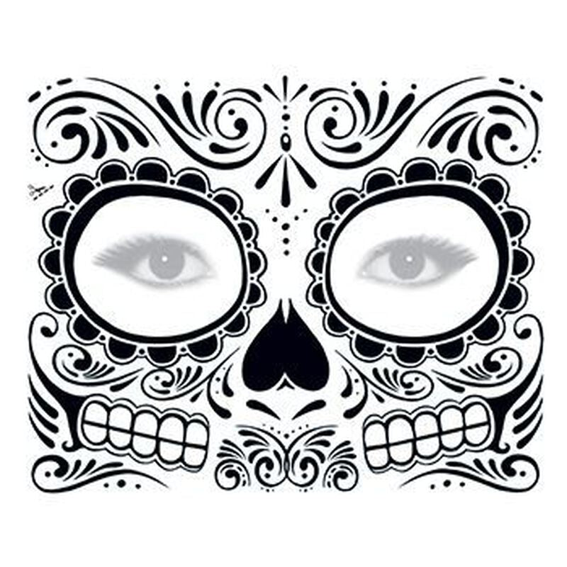 Halloween Day of the Dead Sugar Skull Face TATTOO x 4 pcs - Style 5