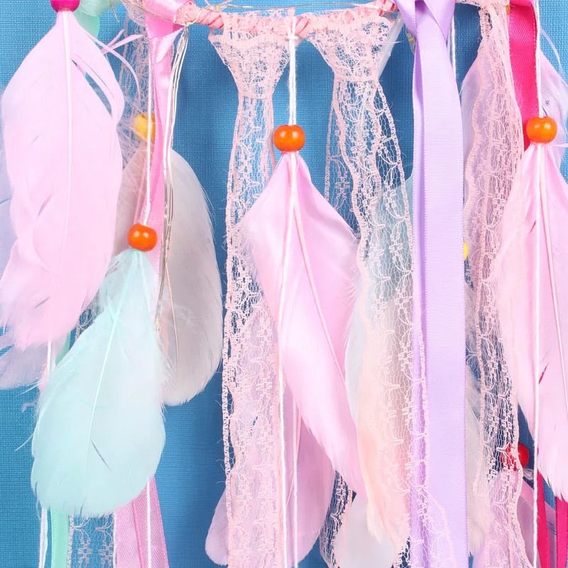 Pink Unicorn Floral Feather Dreamcatcher with Feather - Style 8