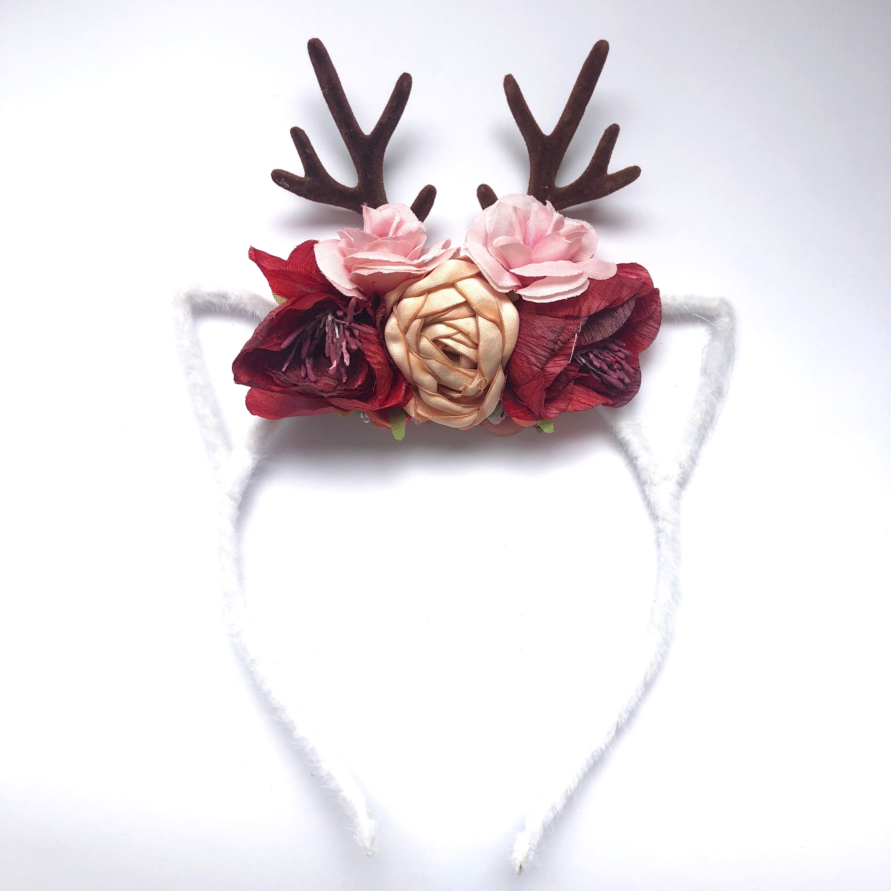 Christmas Holiday Reindeer Floral Headband Adult Child - (Style 6)