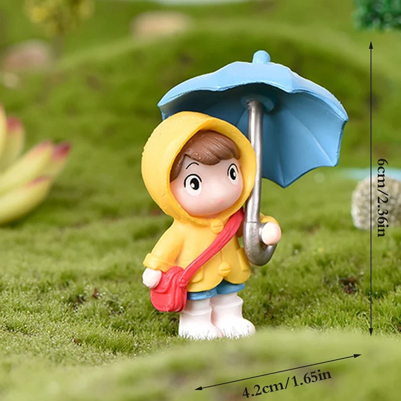 Fairy Garden Terrarium Resin Miniature Umbrella Kids x 4pcs