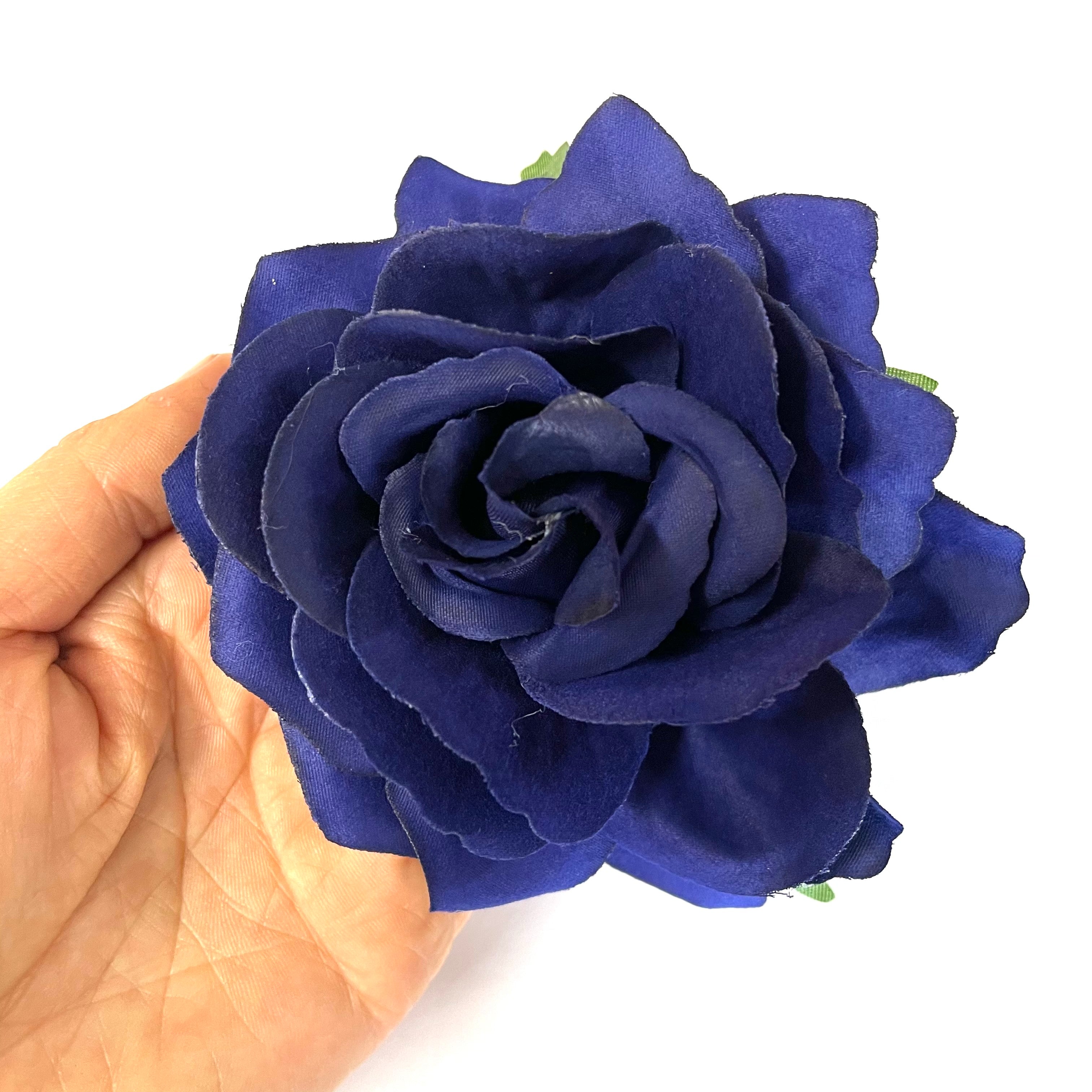 Artificial Silk Flower Head - Navy Rose Style 151 - 1pc