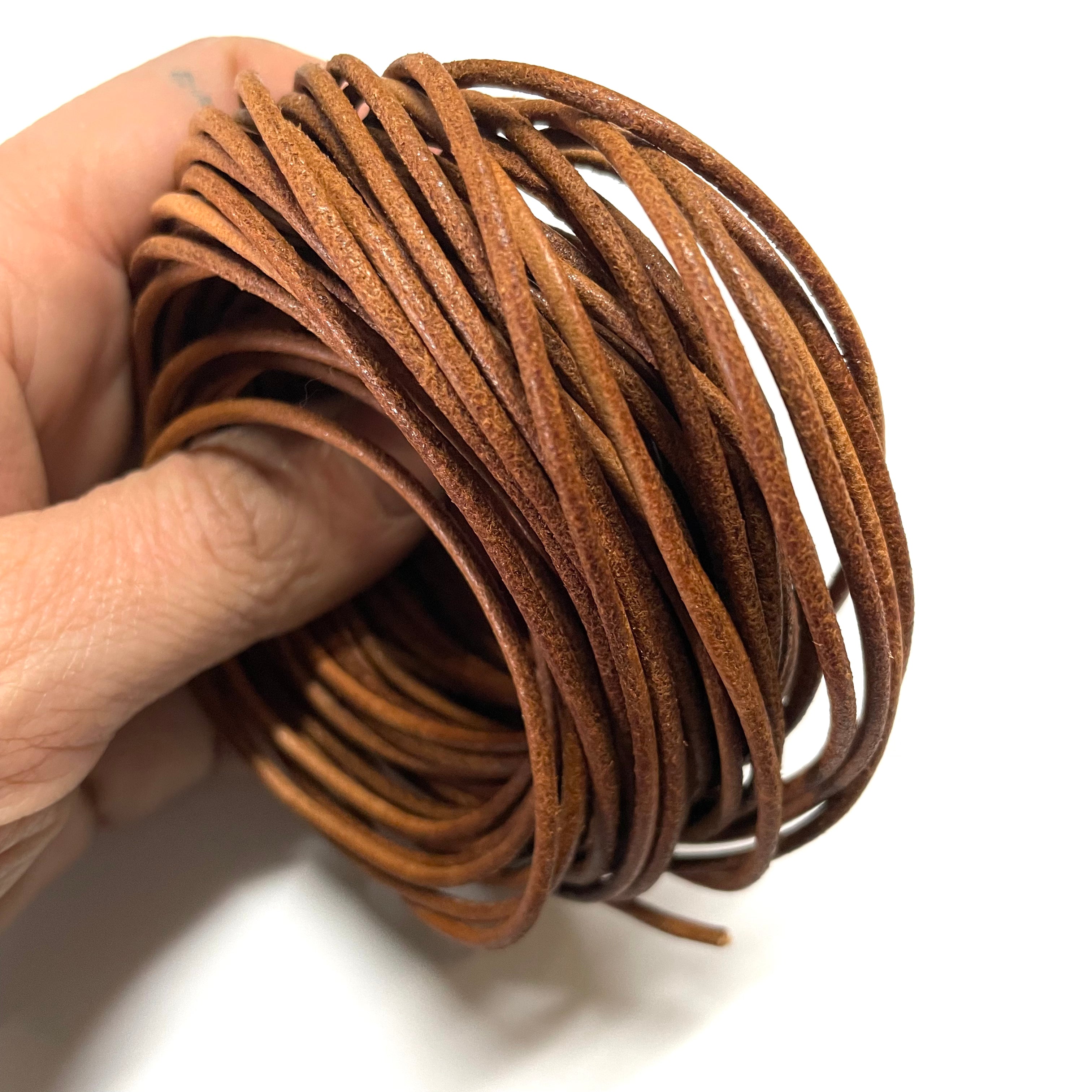 Natural Genuine Leather Cord per 10mtrs - Natural Tan Brown 2mm