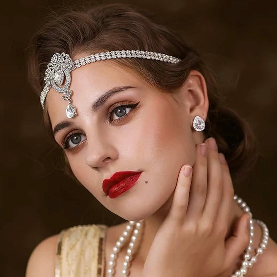 Great Gatsby 1920's Flapper Feather Headdress Fancy Dress - Silver (Style 24)