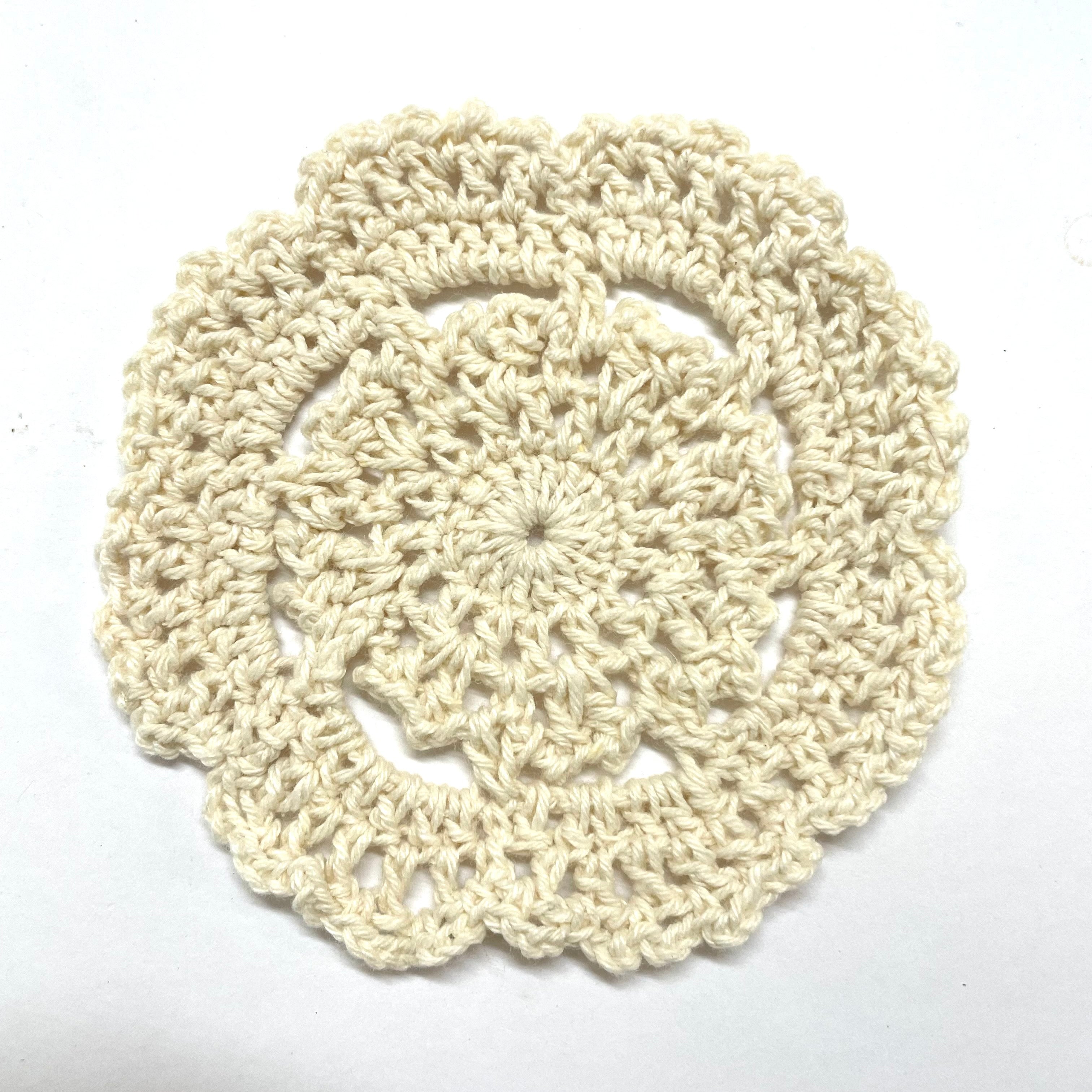 Crochet Cotton Round Doily 10cm - Beige