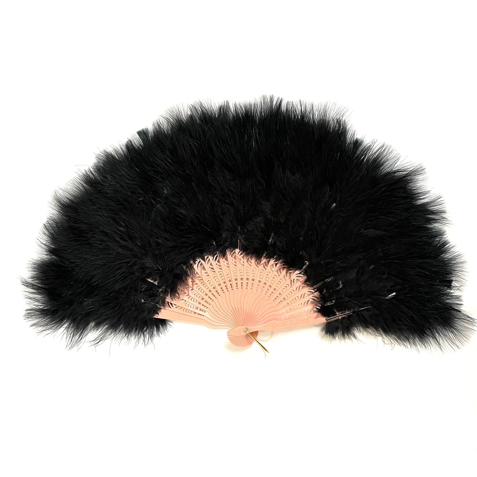 Marabou Large Deluxe Dainty Feather Fan - Black (Style 4)
