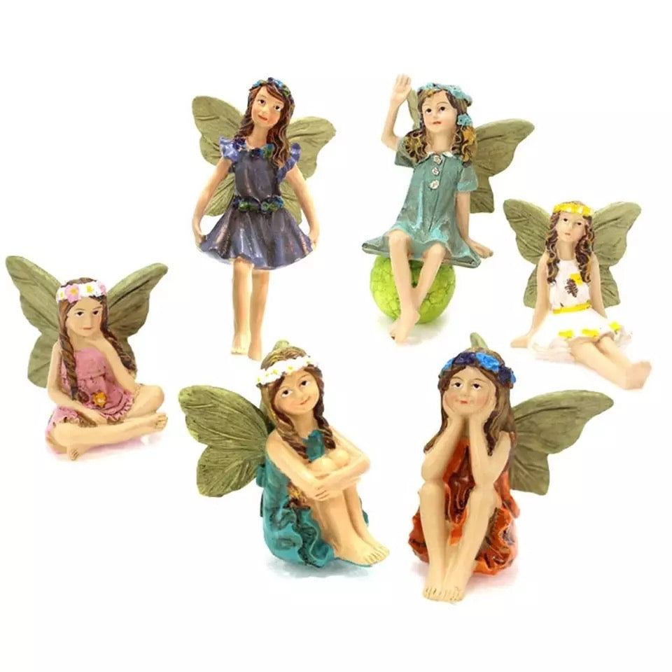 Miniature Fairy Garden Terrarium Fairy Pixie Figurines Ornaments 6 pack