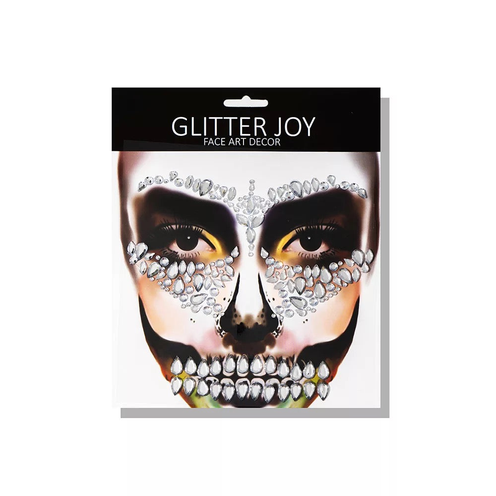 Day of the Dead Sugar Skull Adhesive Face Jewels Sticker - Style 2