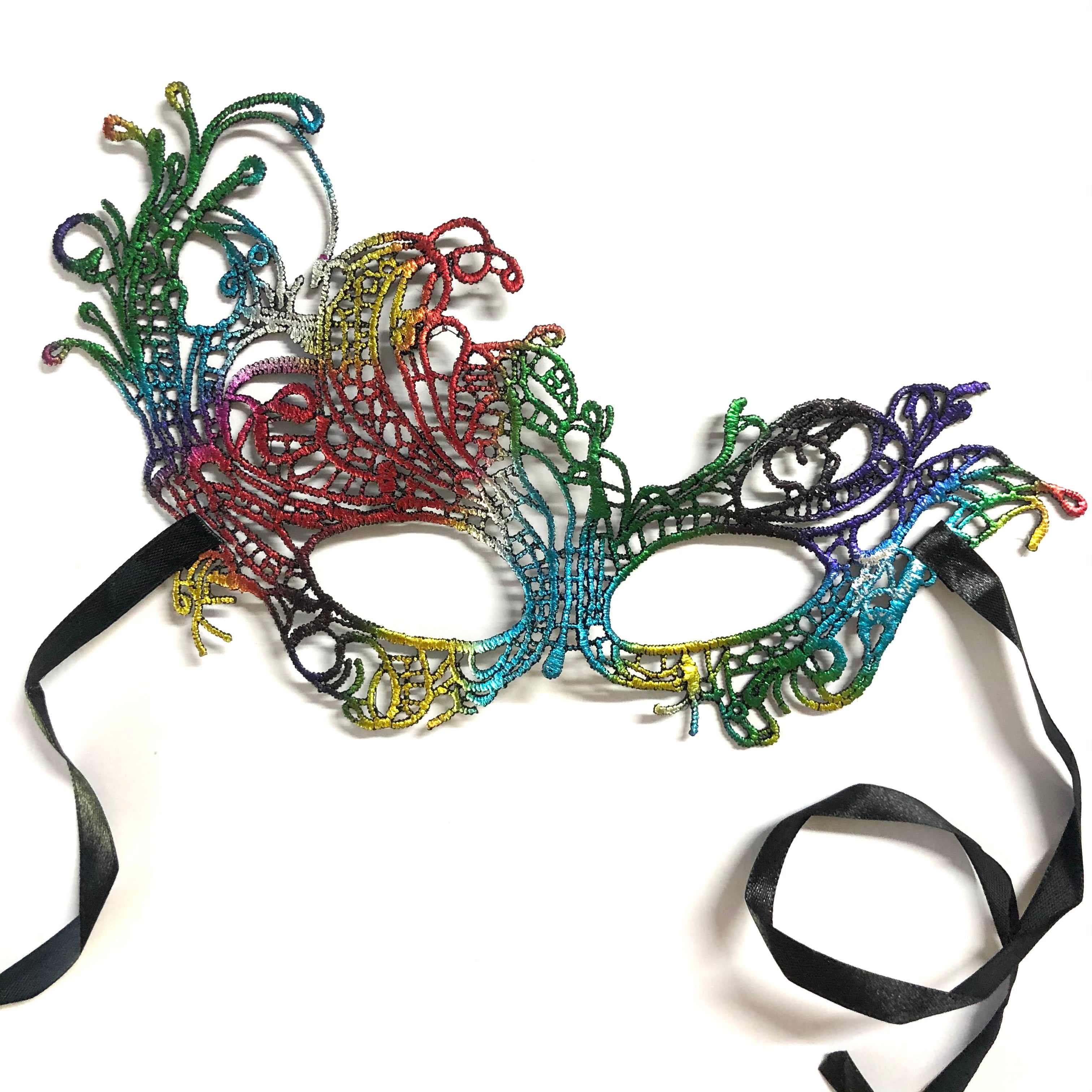 Women Lace Sexy Elegant Masquerade Ball Party Mask - Rainbow (Style 1)