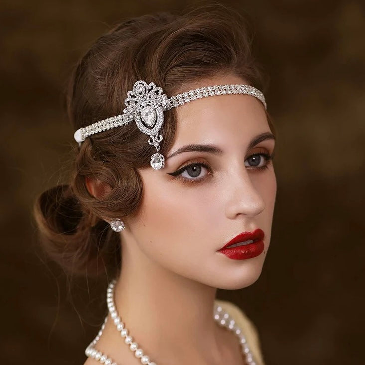 Great Gatsby 1920's Flapper Feather Headdress Fancy Dress - Silver (Style 24)