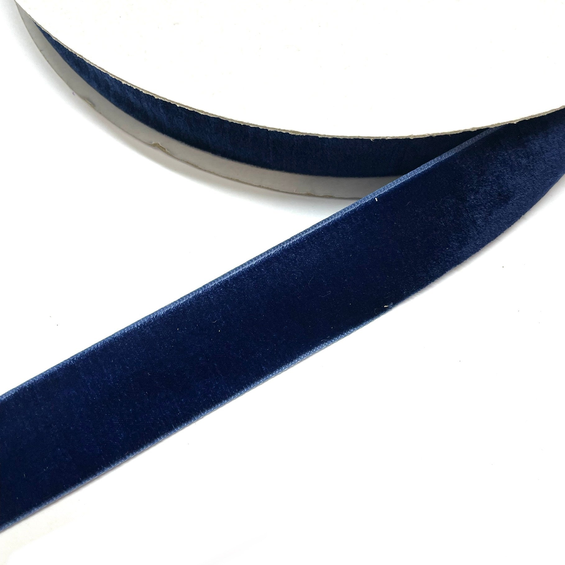 Velvet Single Face 25mm Soft Ribbon 25 Yard Spool - Dark Blue