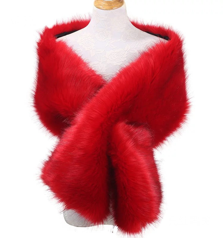 Great Gatsby 1920's Bridal Wedding Faux Fur Shawl Wrap - Red â Feather.com.au