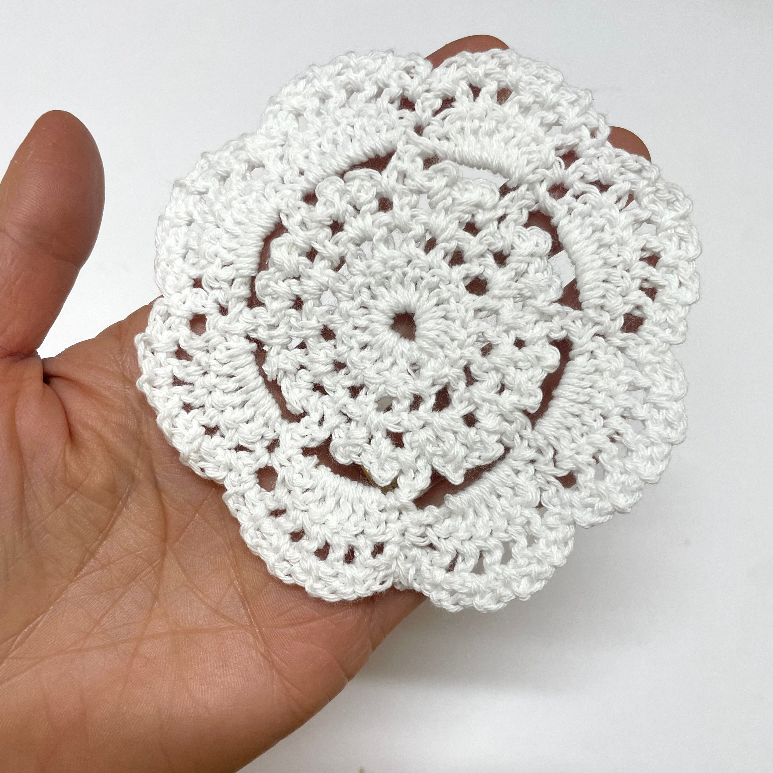 Crochet Cotton Round Doily 10cm - White