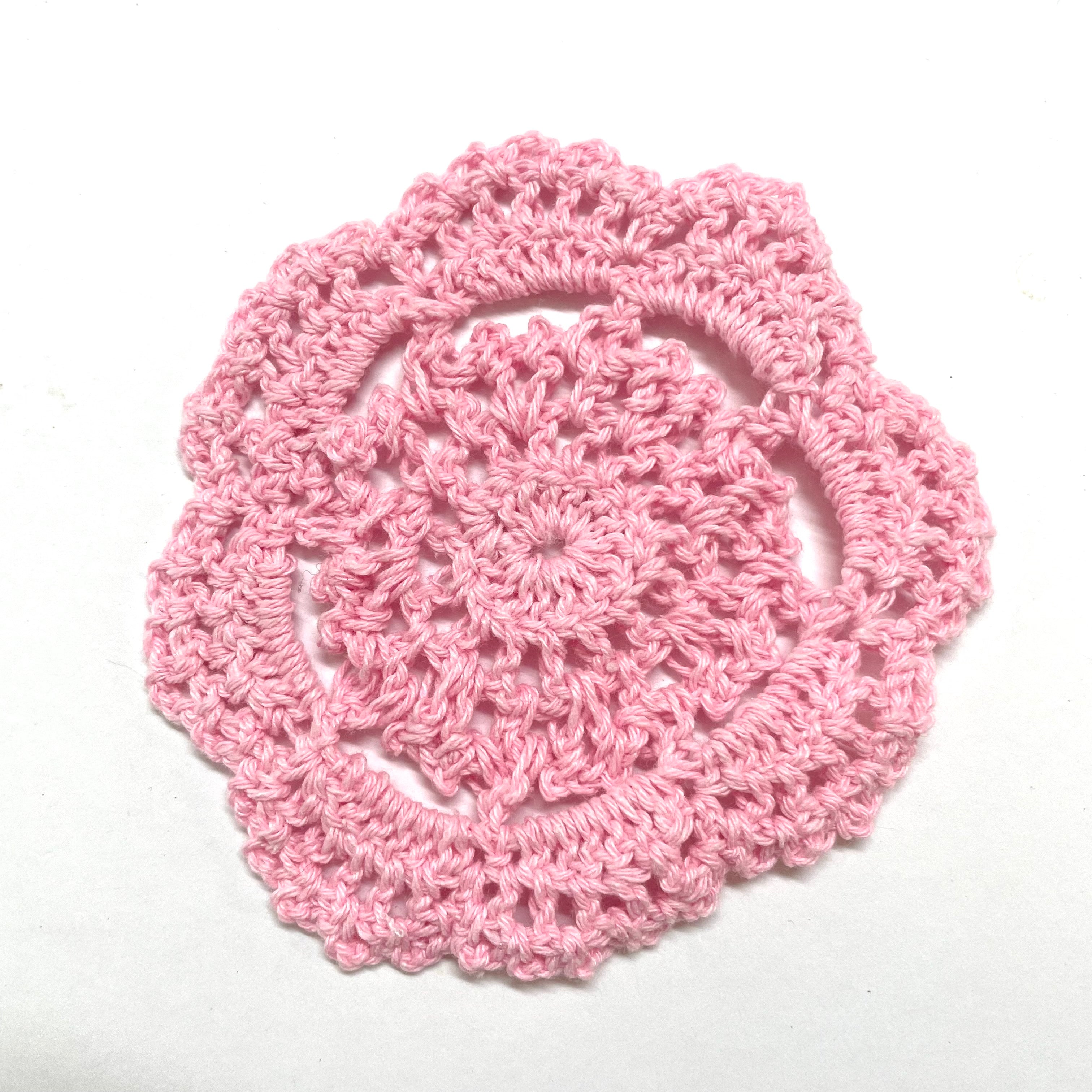 Crochet Cotton Round Doily 10cm - Pink