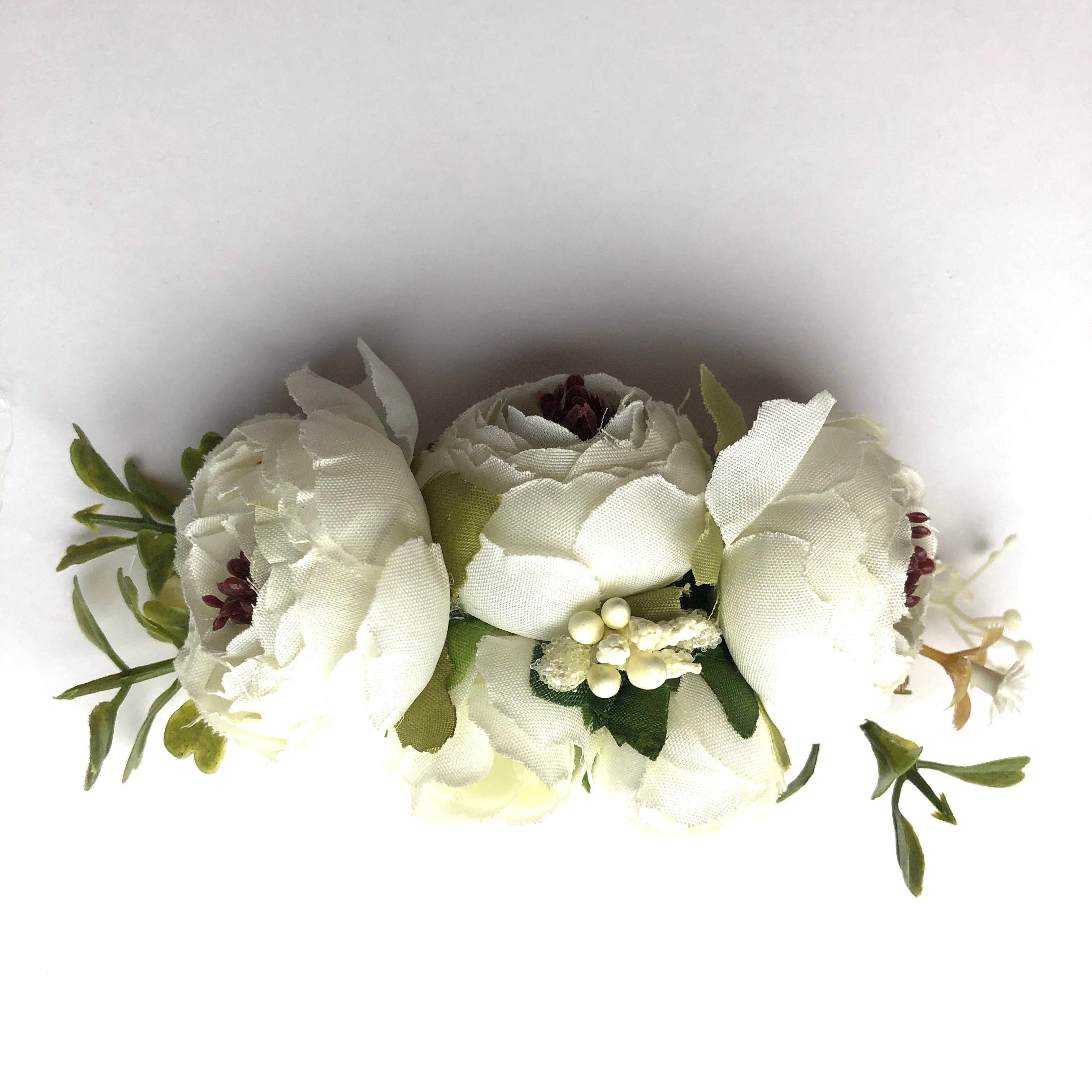 Sweet Floral Baby Girls Christening / Baptism Nylon Headband - White (Style 2)