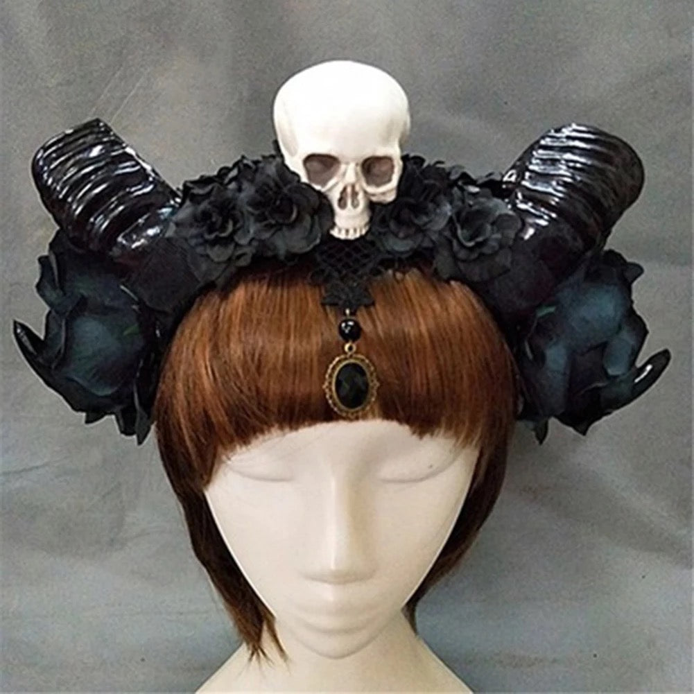 Halloween Sheep Horns Skull Devil Horn Goth Headband
