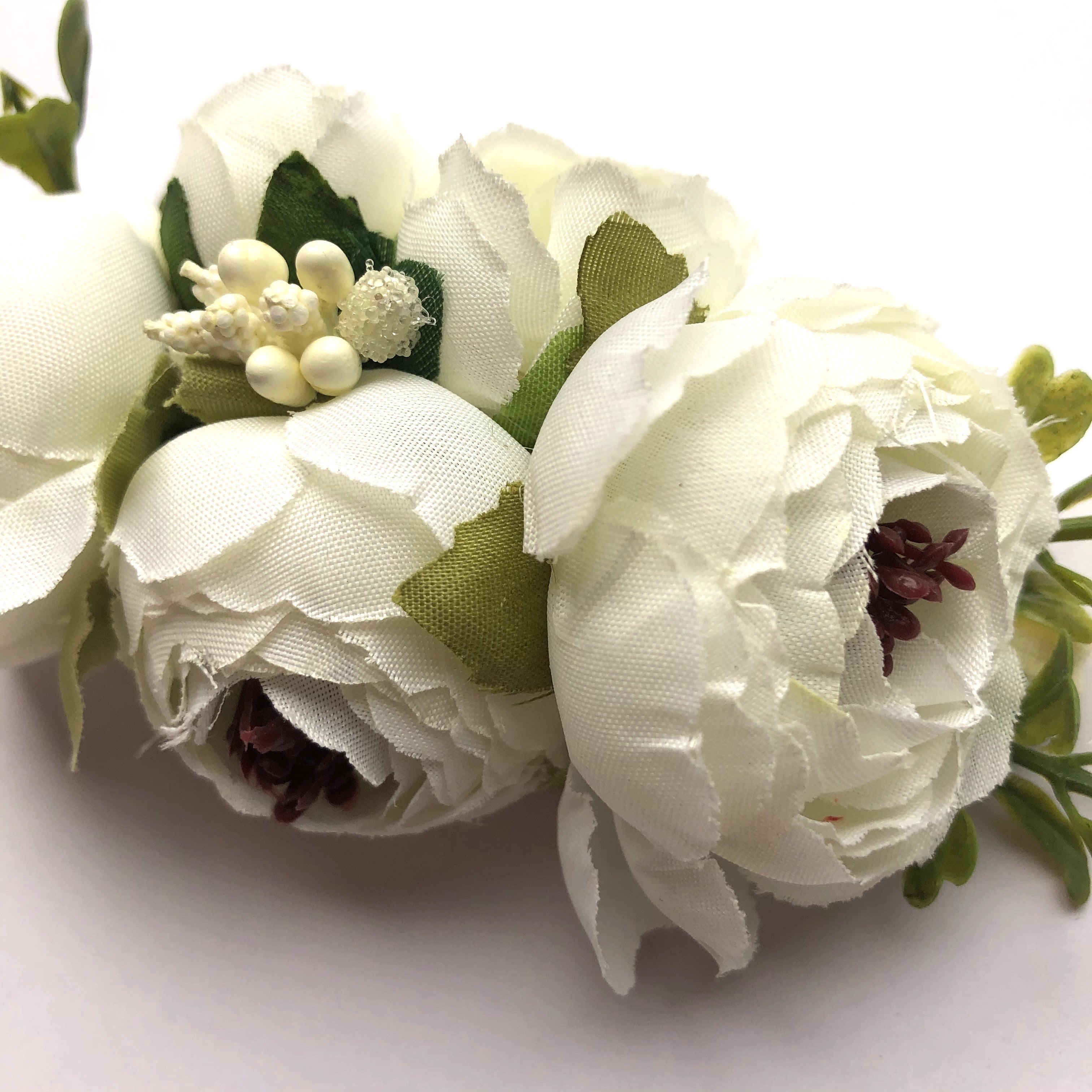 Sweet Floral Baby Girls Christening / Baptism Nylon Headband - White (Style 2)