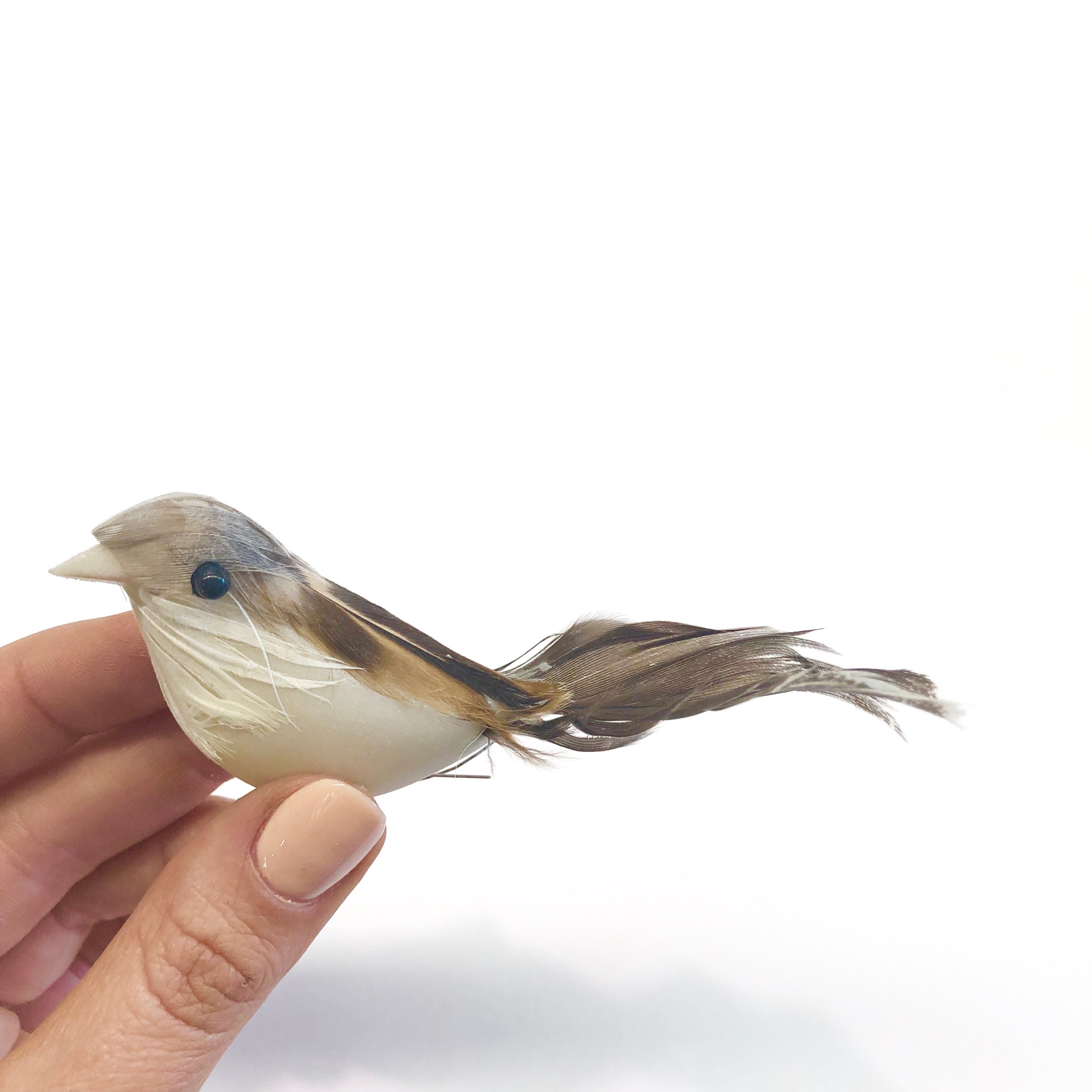 Artificial Realistic Decorative Natural Plastic Feather Birds x 12 pcs - (Style 1)