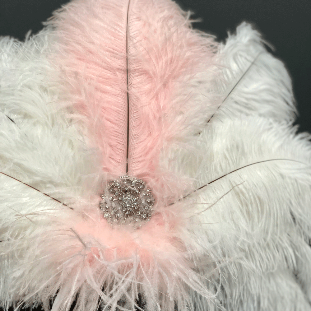 Ostrich Feather Blondine Jewel Rhinestone Showgirl Costume Headpiece