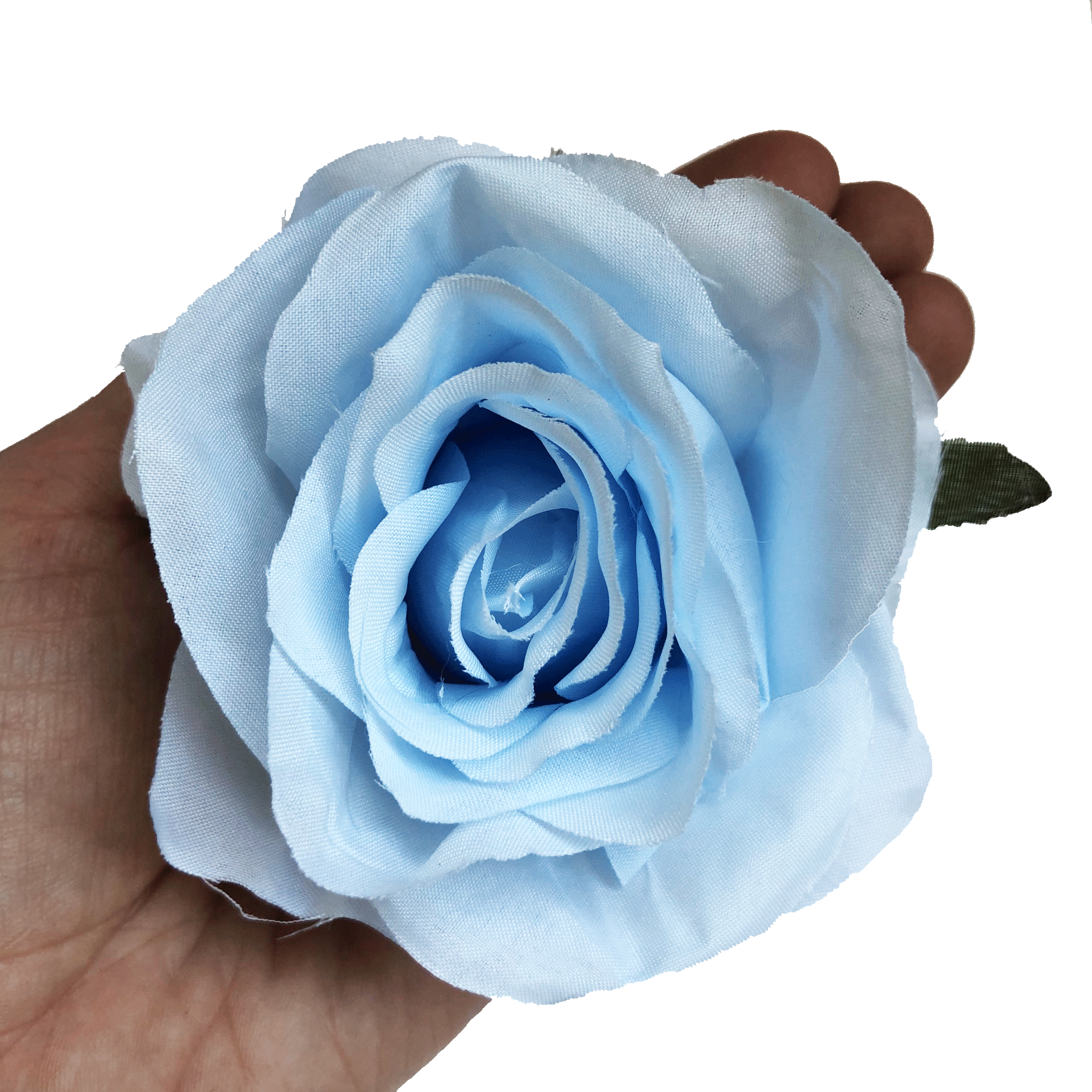 Artificial Silk Flower Head - Light Blue Rose Style 16 - 1pc