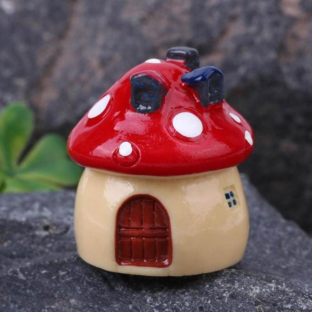 Miniature Fairy Garden Terrarium Mushroom Assorted Size House Ornament 3 Pack - Red Mixed Size