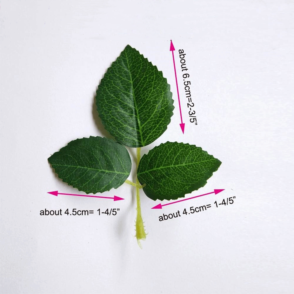 Artificial Silk Rose Leaves 10 pcs - Green