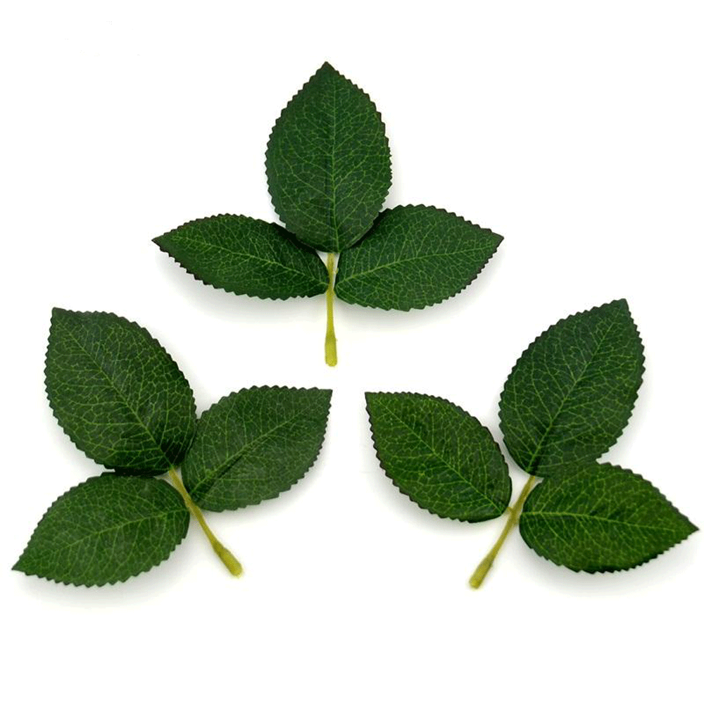 Artificial Silk Rose Leaves 10 pcs - Green