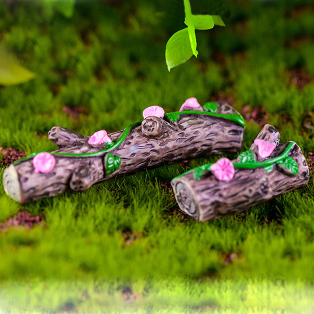 Miniature Fairy Garden Terrarium Resin Tree Log Stump Ornament x 4 pcs