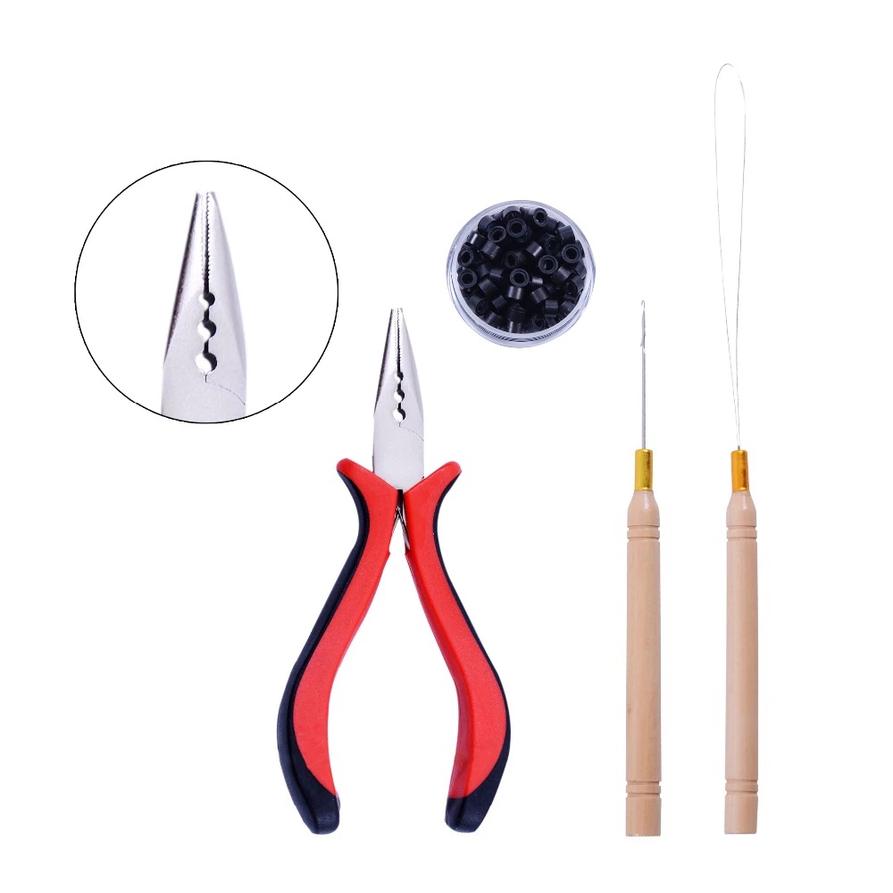 Hair Grizzly Feather Extensions Tool kit with Micro Beads Feather